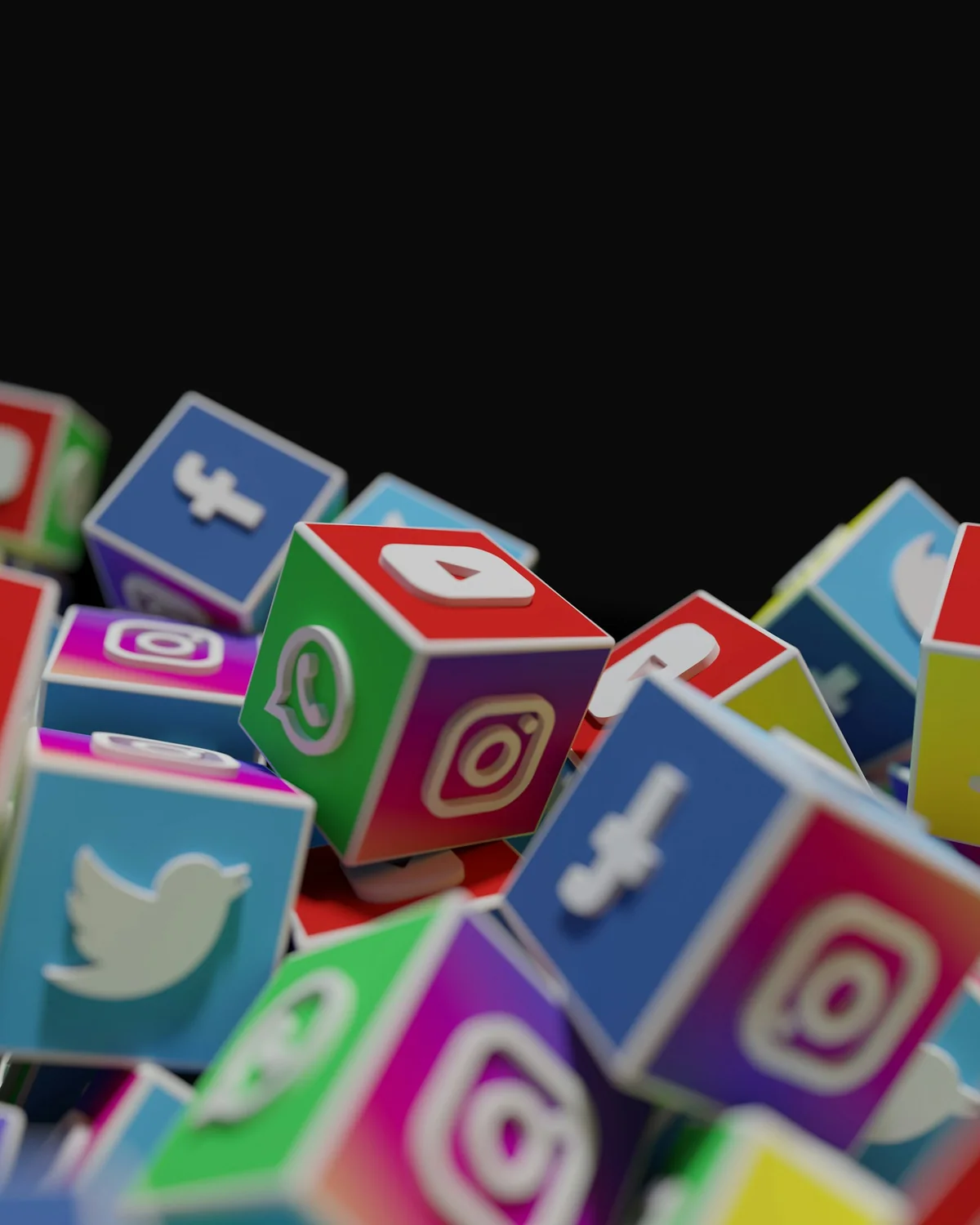A colorful arrangement of digital platform symbols for visual communication